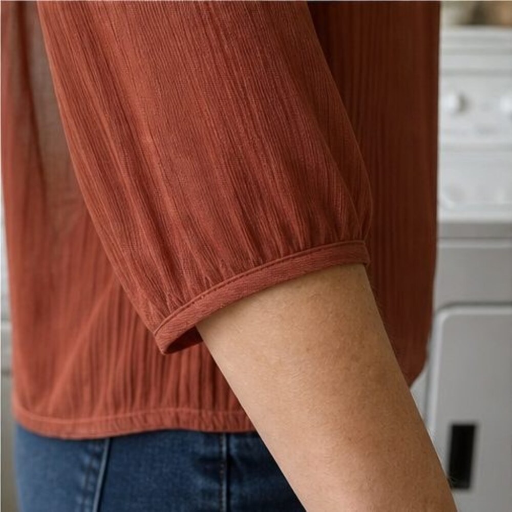 Rust Pleated Blouse - Picture 5 of 6
